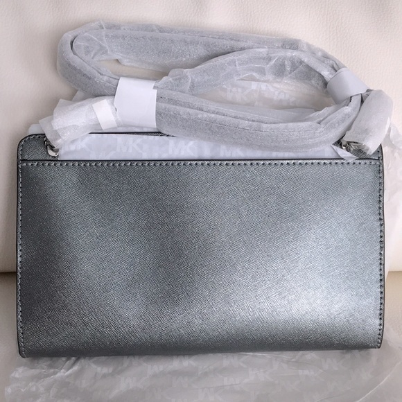 MICHAEL KORS Jet Set Large Crossbody Clutch - Pewter NWT - Picture 2 of 10